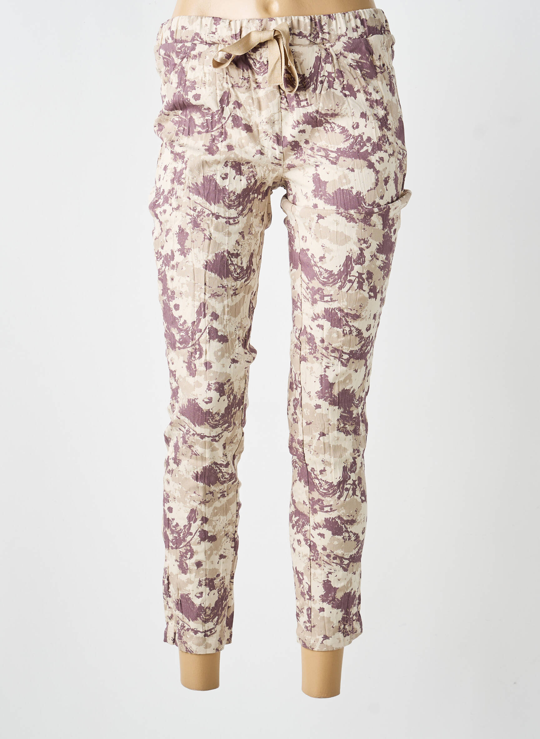 Pantalon slim talie elastică mărime normală bej LINEA TESINI femeie