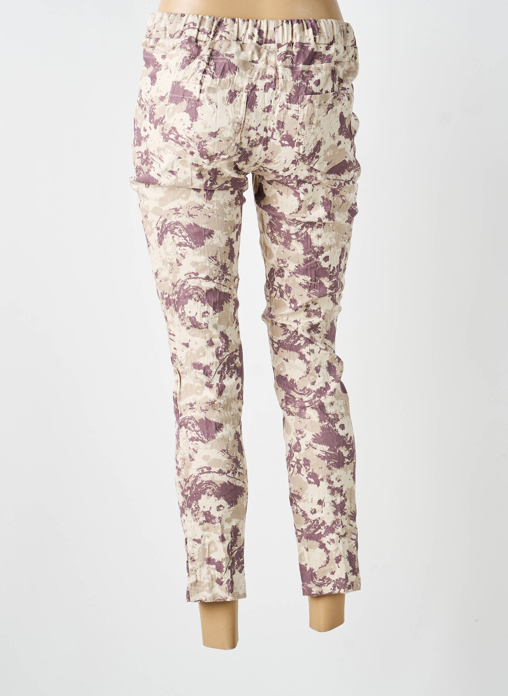 Pantalon slim talie elastică mărime normală bej LINEA TESINI femeie