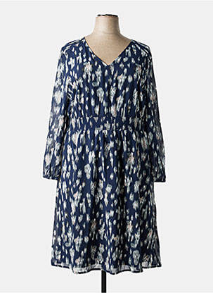 Rochie midi imprimeu fantezie mâneci lungi albastru SHEEGO femeie