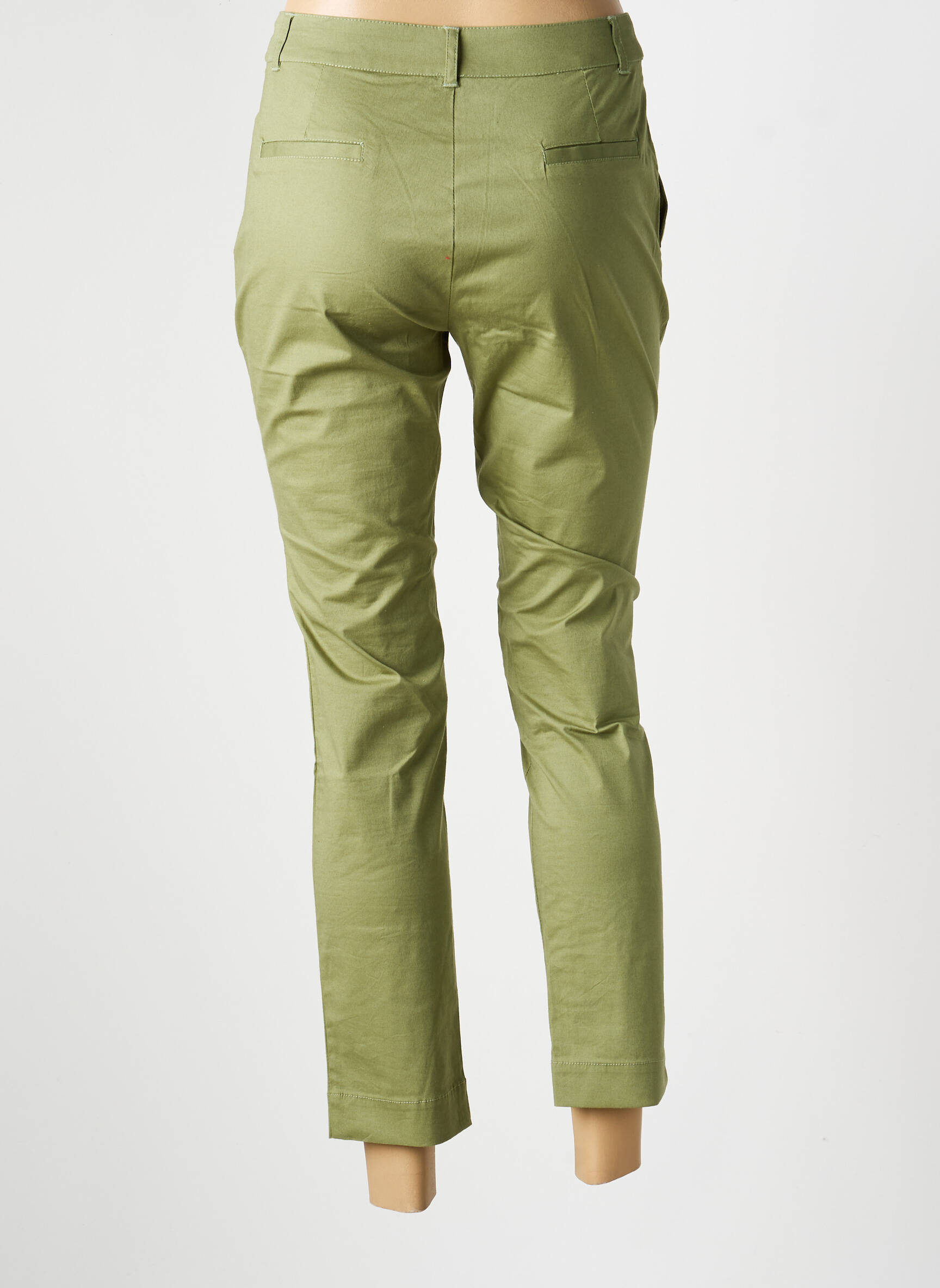Pantalon chino închidere cu fermoar sub clapetă cu nasturi mărime normală verde LA FIANCÉE femeie