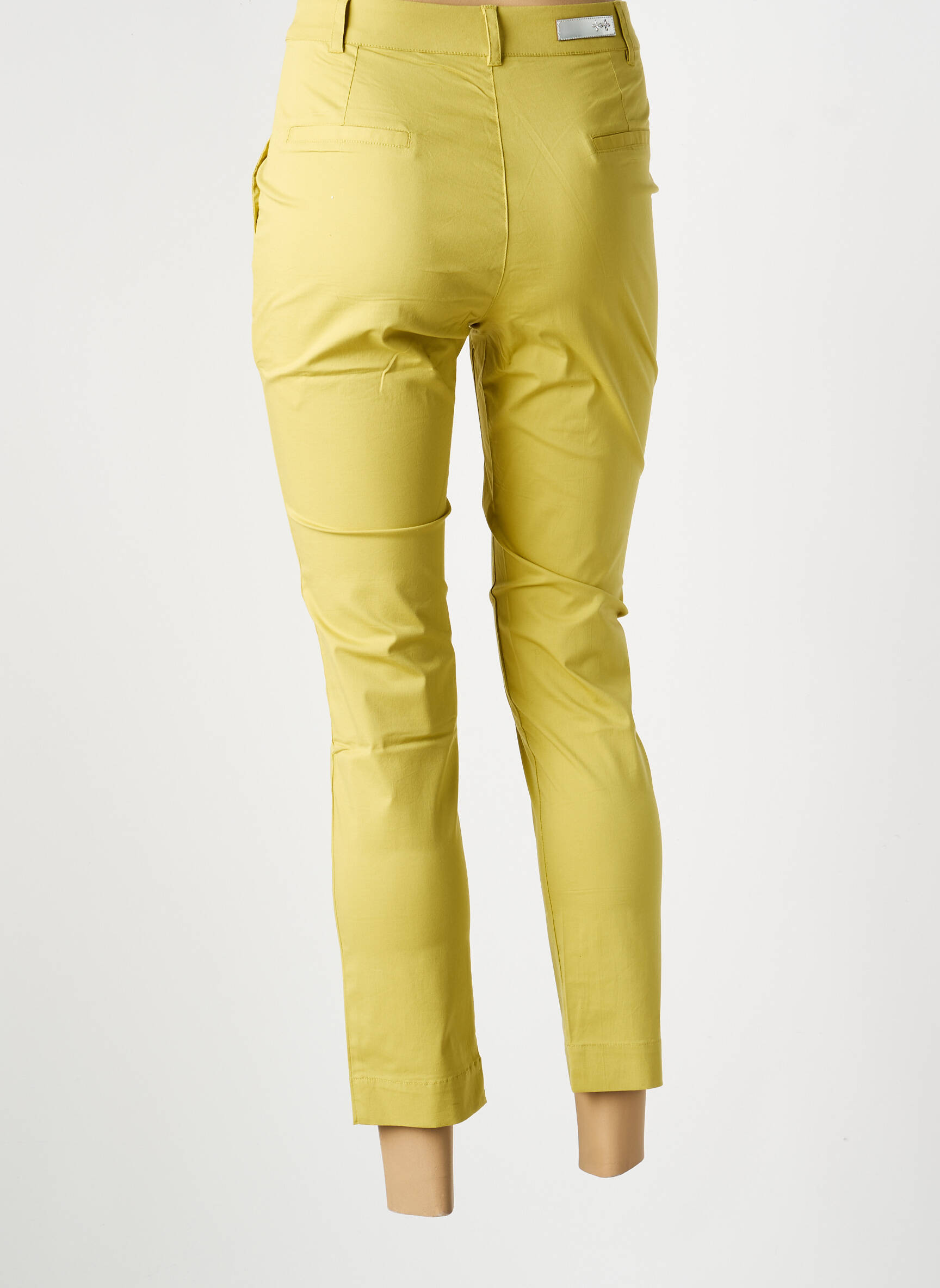 Pantalon chino închidere cu fermoar sub clapetă cu nasturi mărime normală verde LA FIANCÉE femeie