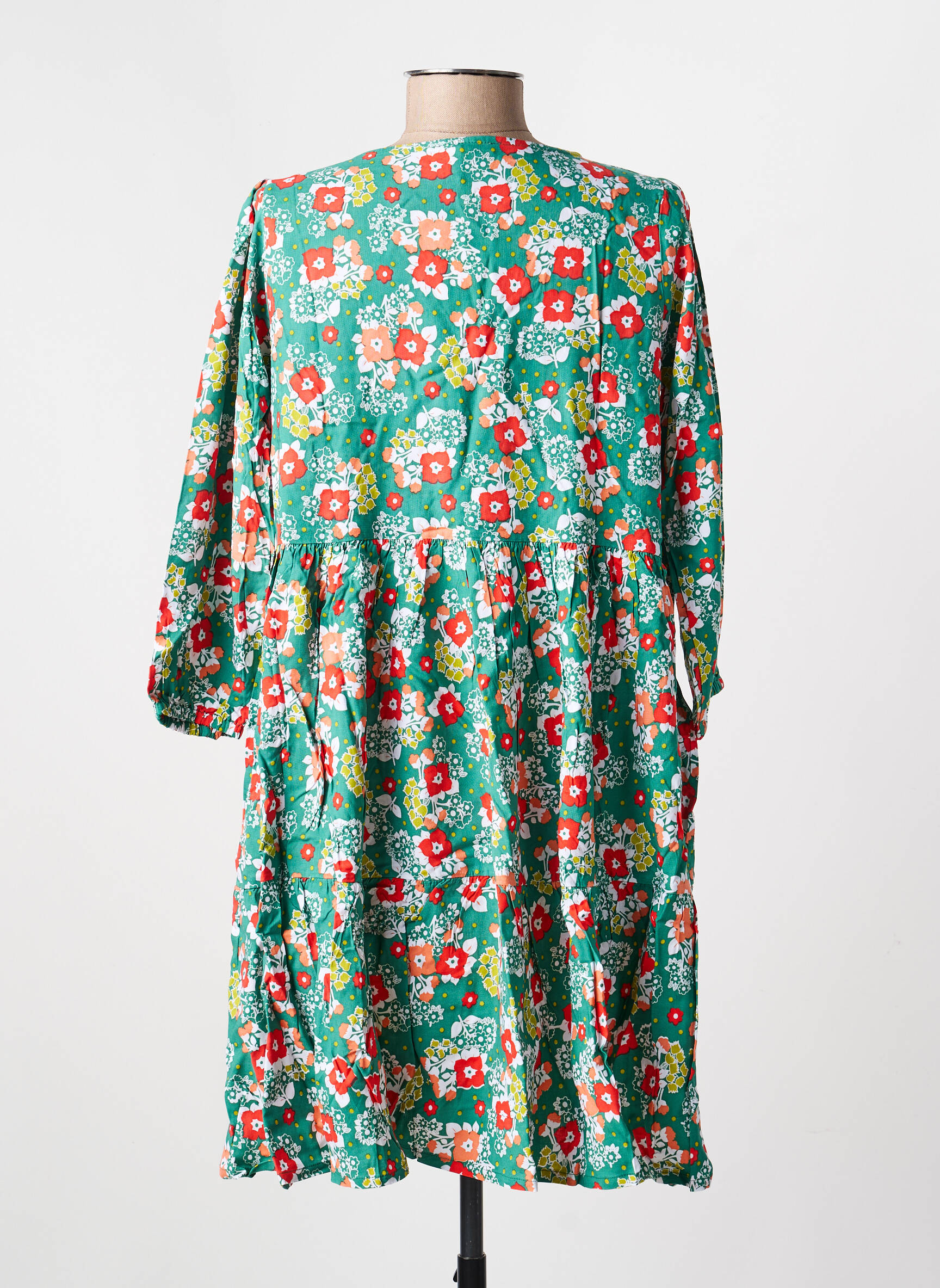 Rochie midi mâneci 3/4 mâneci 3/4 verde PRINCESSE NOMADE femeie