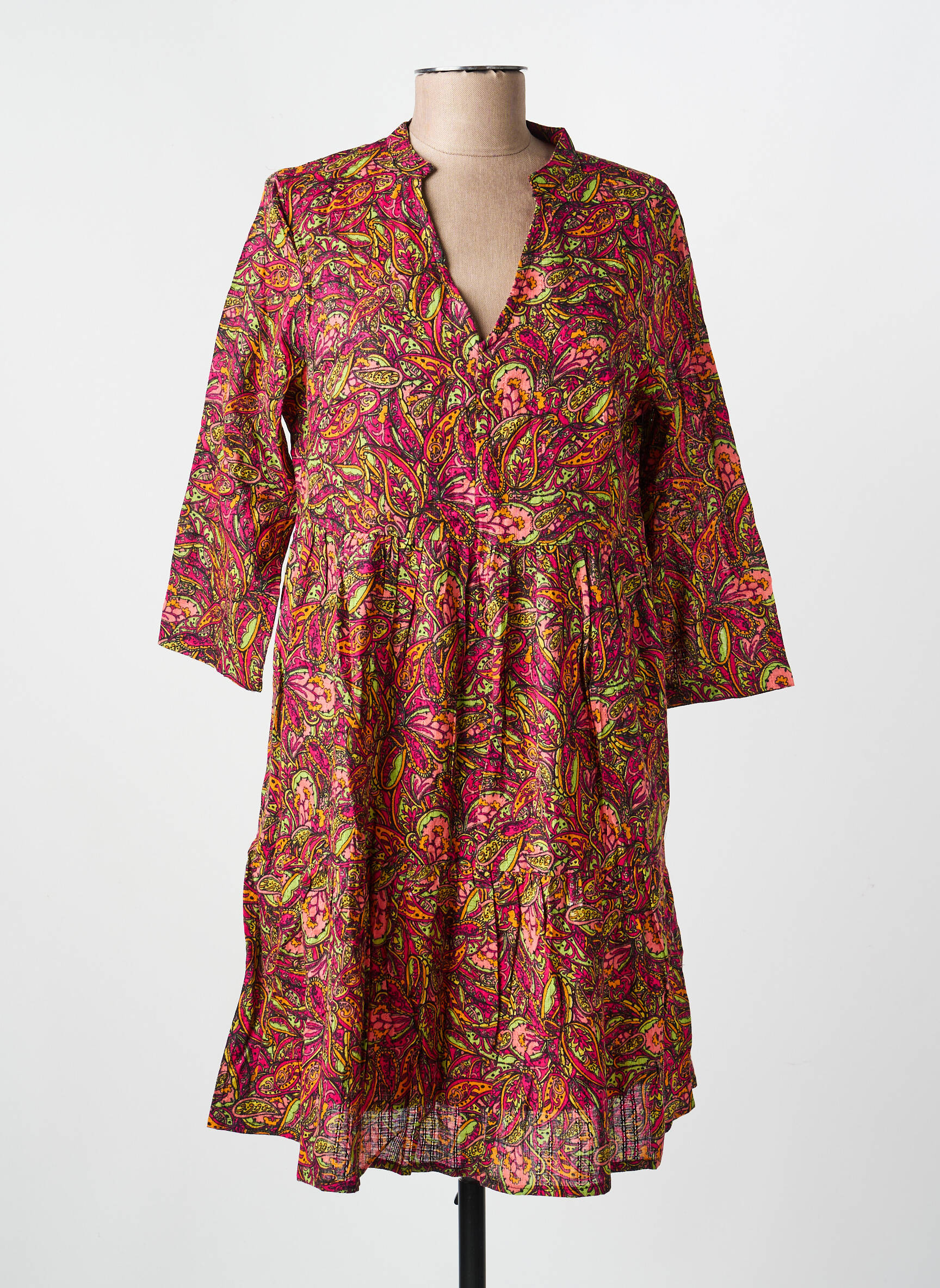 Rochie midi mâneci 3/4 mâneci 3/4 roșu LA FIANCÉE femeie