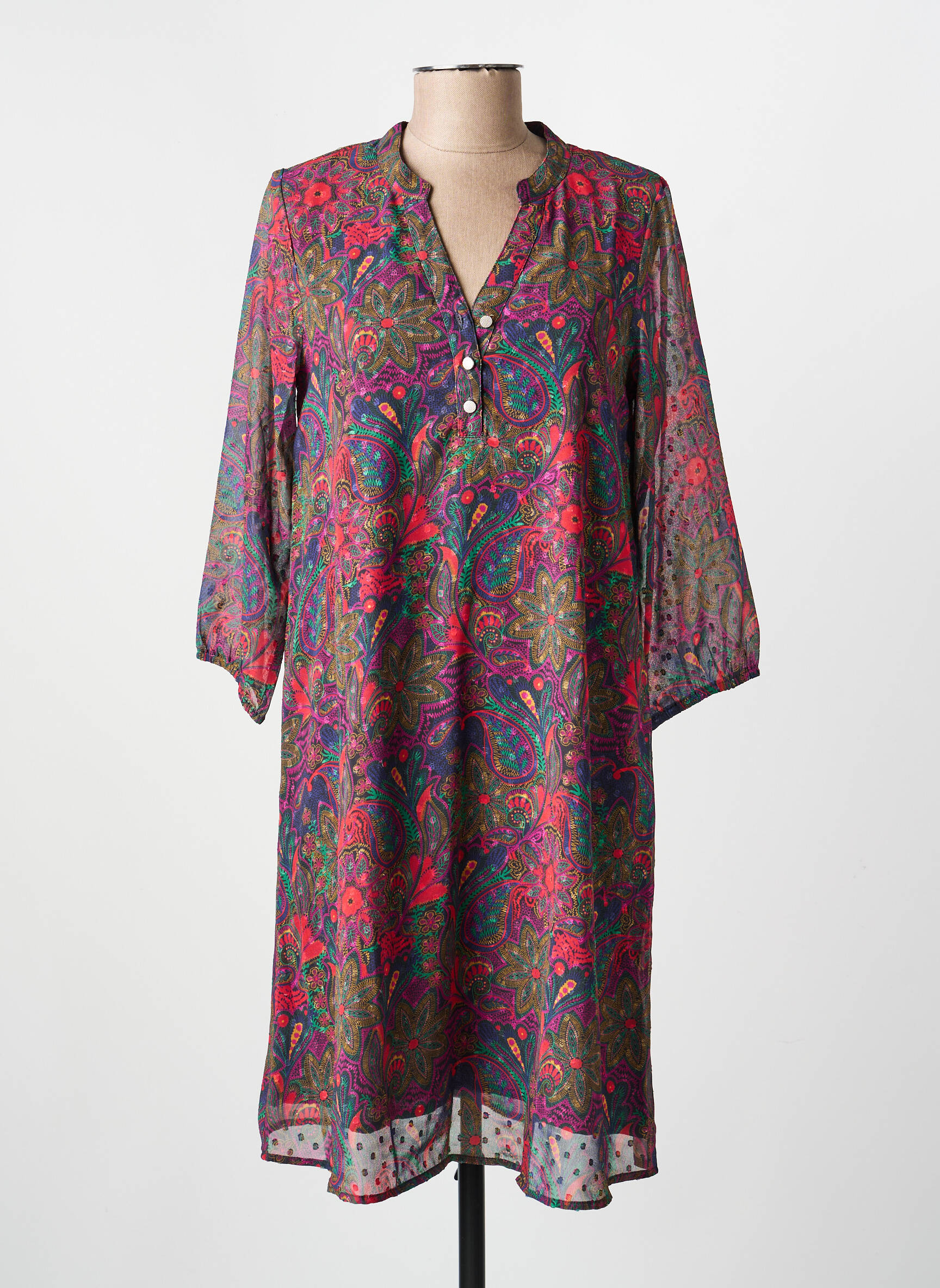 Rochie scurtă croială fluidă mâneci 3/4 albastru LA FIANCÉE femeie