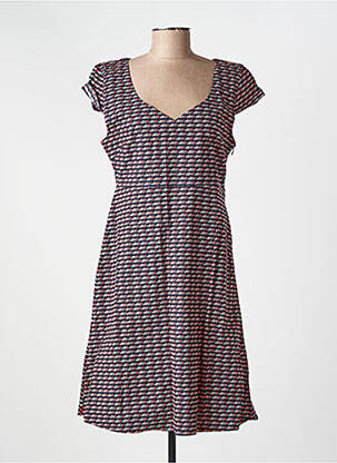 Rochie midi imprimeu fantezie mâneci scurte negru PRINCESSE NOMADE femeie