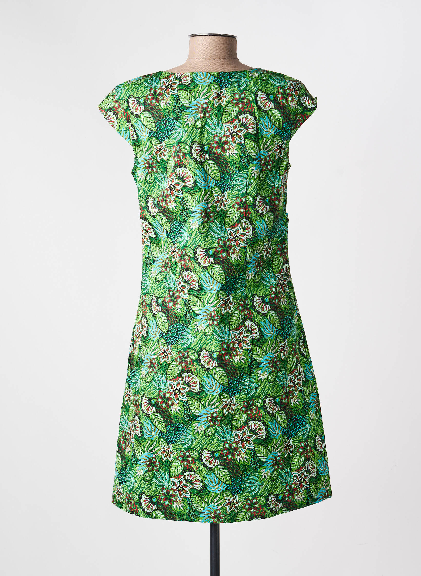 Rochie scurtă croială evazată mâneci scurte verde LA FIANCÉE femeie