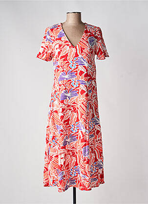 Rochie midi imprimeu floral mâneci scurte portocalie LA FIANCÉE femeie