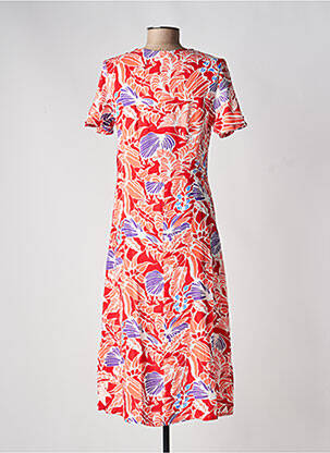 Rochie midi imprimeu floral mâneci scurte portocalie LA FIANCÉE femeie