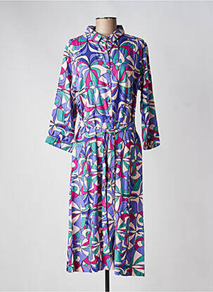 Rochie midi imprimeu floral mâneci 3/4 violet PRINCESSE NOMADE femeie