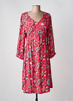 Rochie midi imprimeu floral mâneci lungi roz LA FIANCÉE femeie