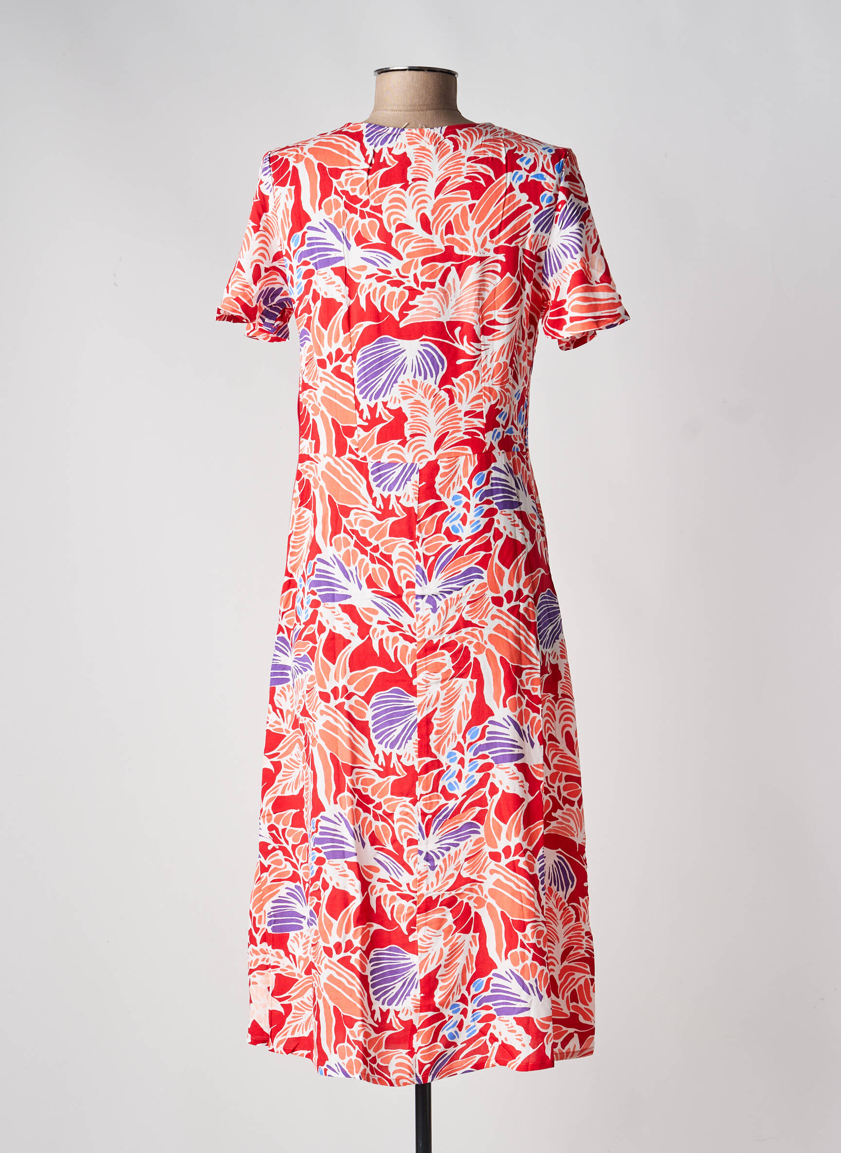 Rochie midi imprimeu floral mâneci scurte portocalie LA FIANCÉE femeie