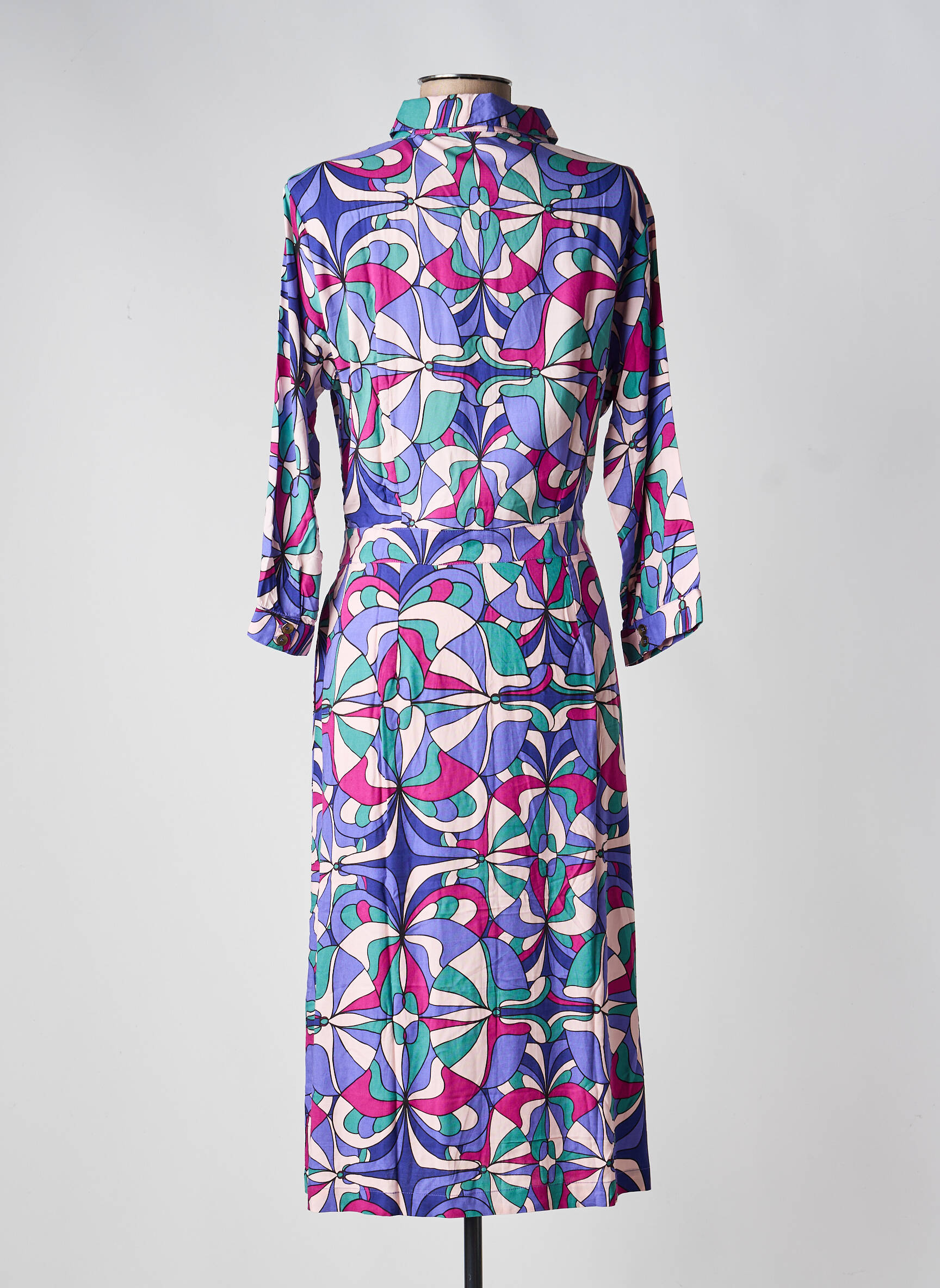 Rochie midi imprimeu floral mâneci 3/4 violet PRINCESSE NOMADE femeie