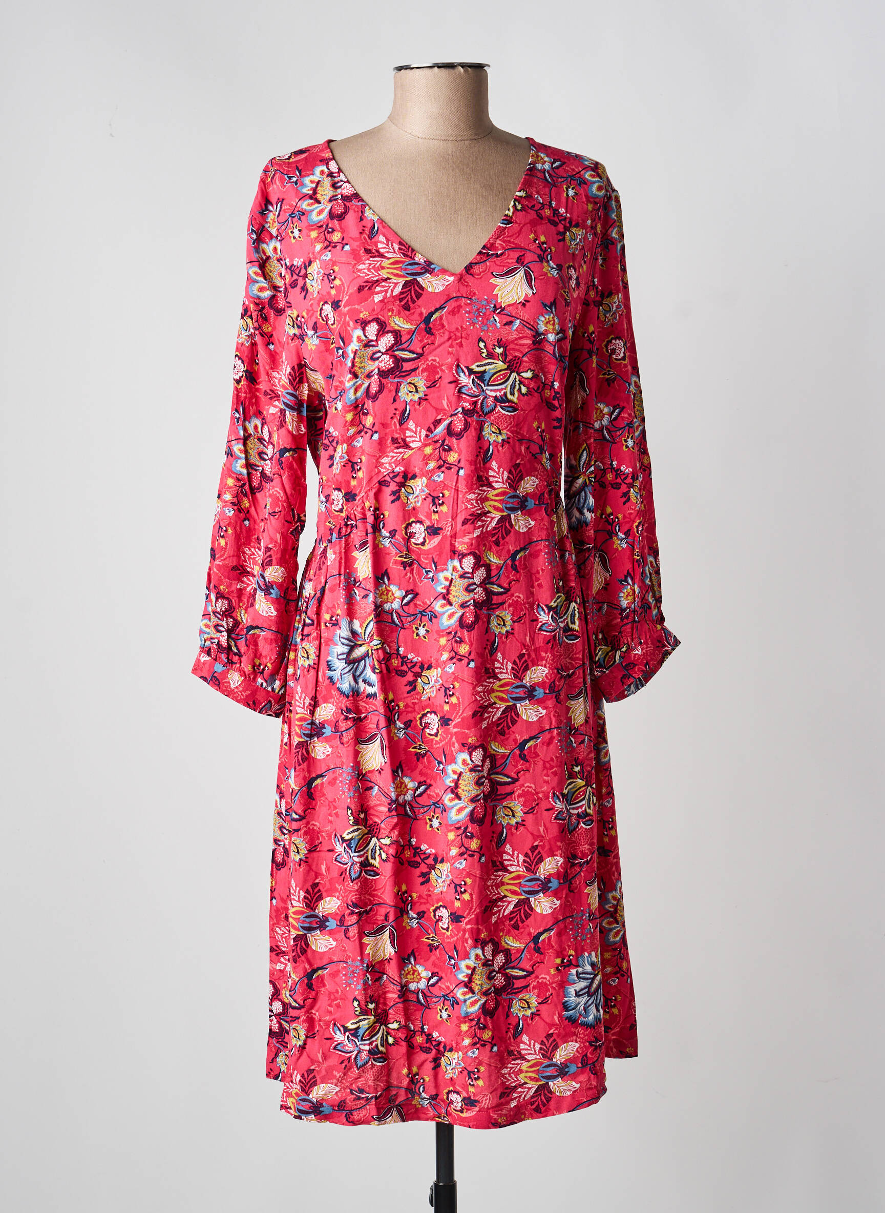 Rochie midi imprimeu floral mâneci lungi roz LA FIANCÉE femeie