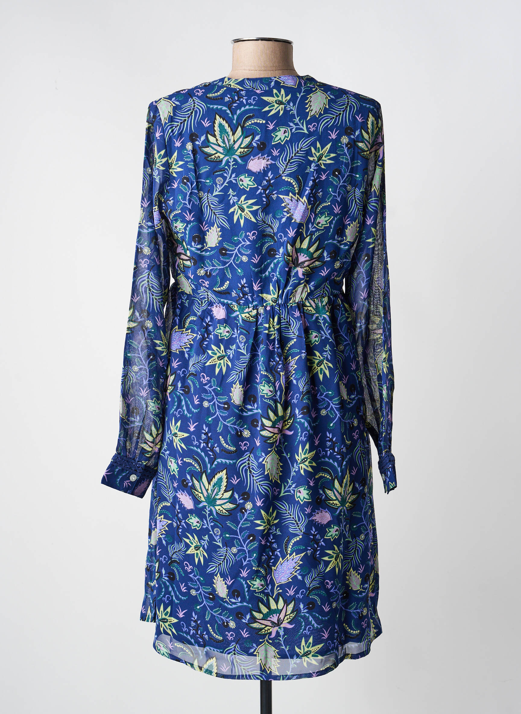 Rochie scurtă croială fluidă mâneci lungi albastru LA FIANCÉE femeie