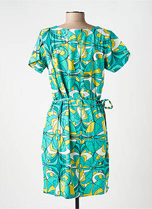 Rochie midi imprimeu fantezie mâneci scurte verde PRINCESSE NOMADE femeie