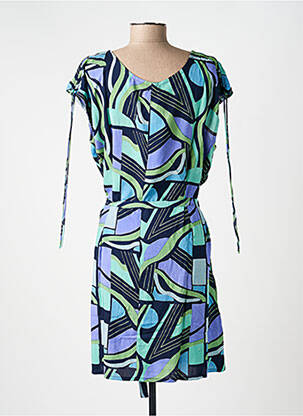 Rochie midi imprimeu fantezie mâneci scurte albastru PRINCESSE NOMADE femeie