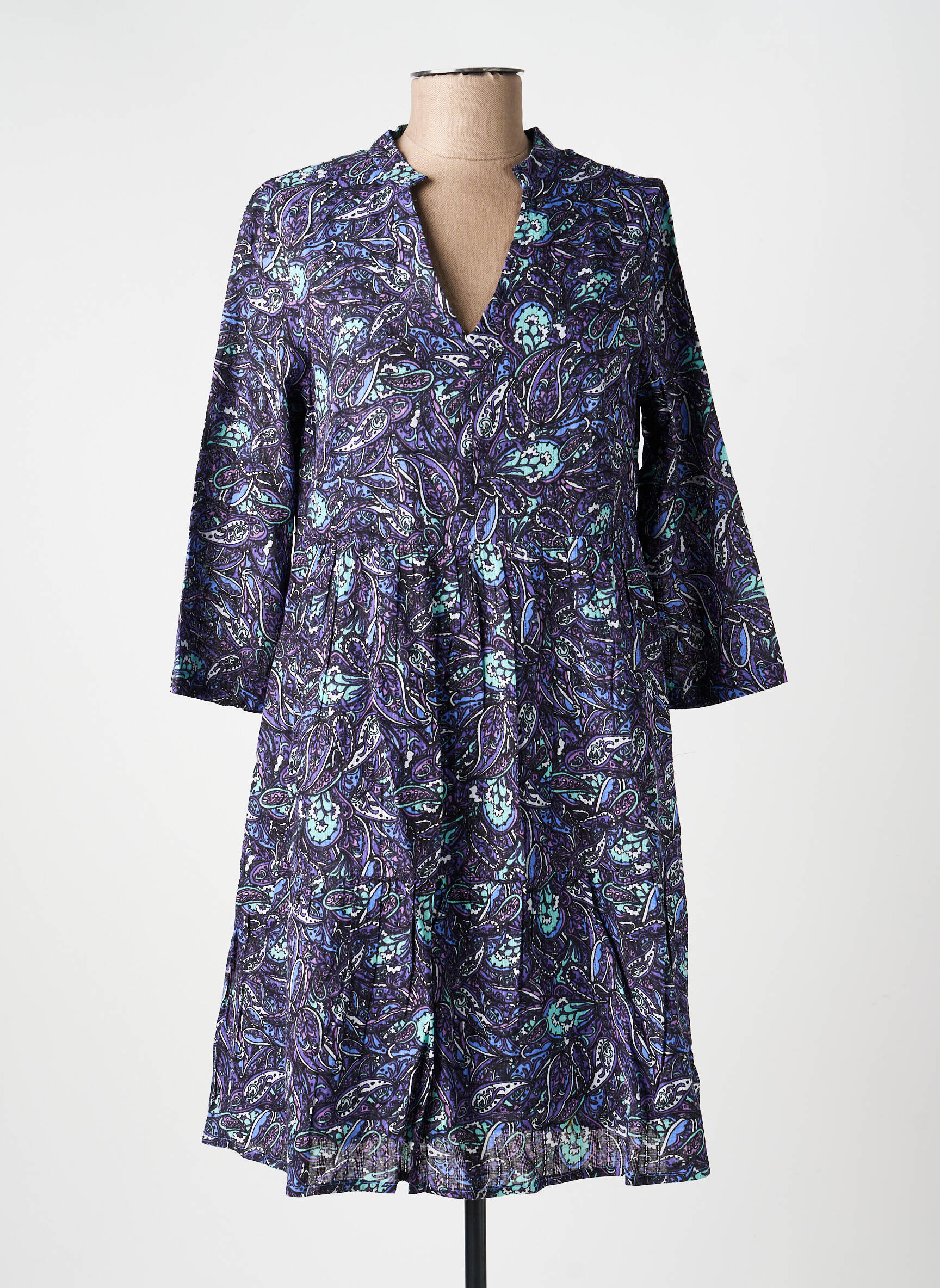 Rochie scurtă mâneci 3/4 mâneci 3/4 albastru LA FIANCÉE femeie