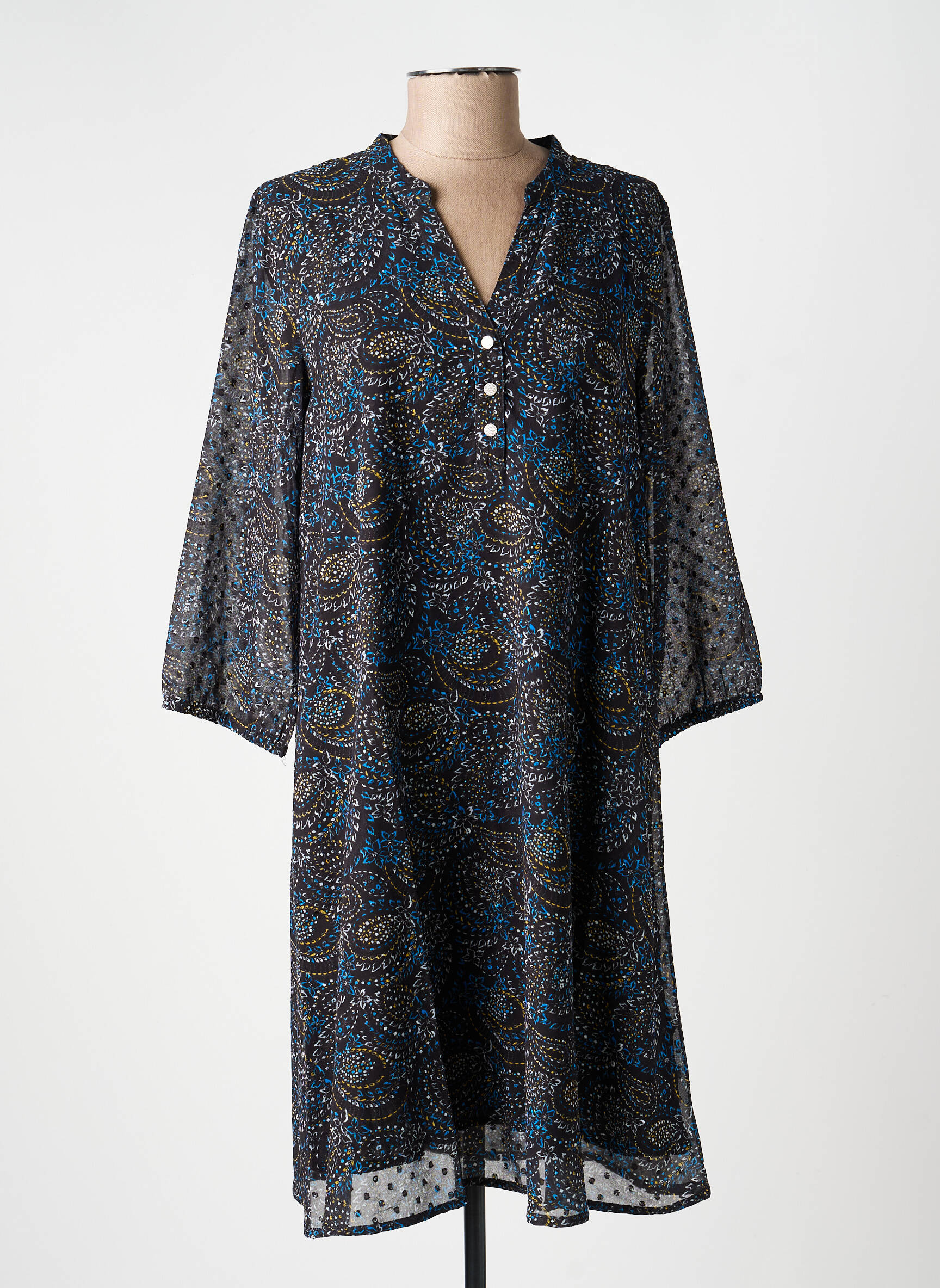 Rochie midi mâneci 3/4 mâneci 3/4 negru LA FIANCÉE femeie