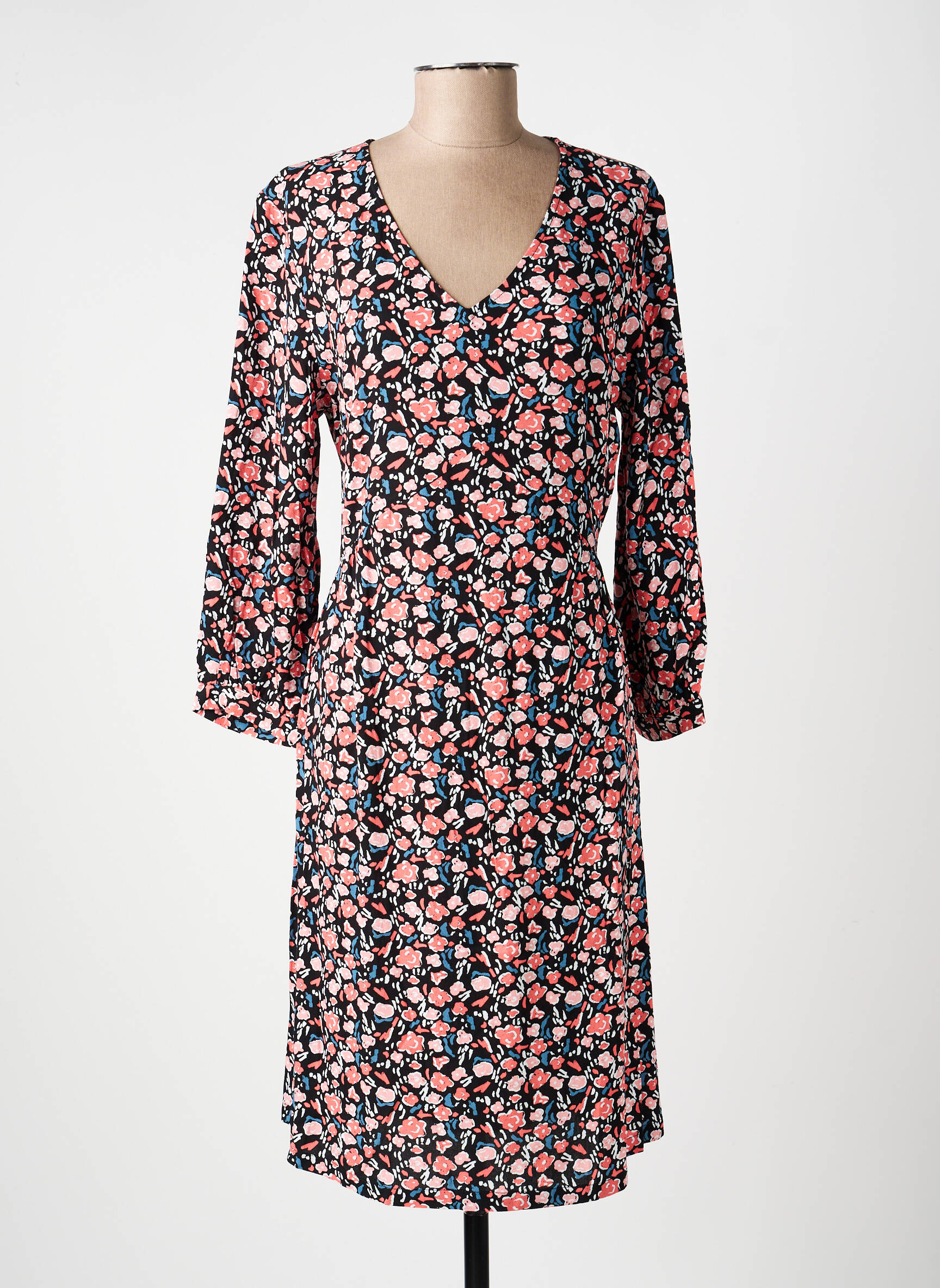 Rochie midi imprimeu floral mâneci lungi negru LA FIANCÉE femeie