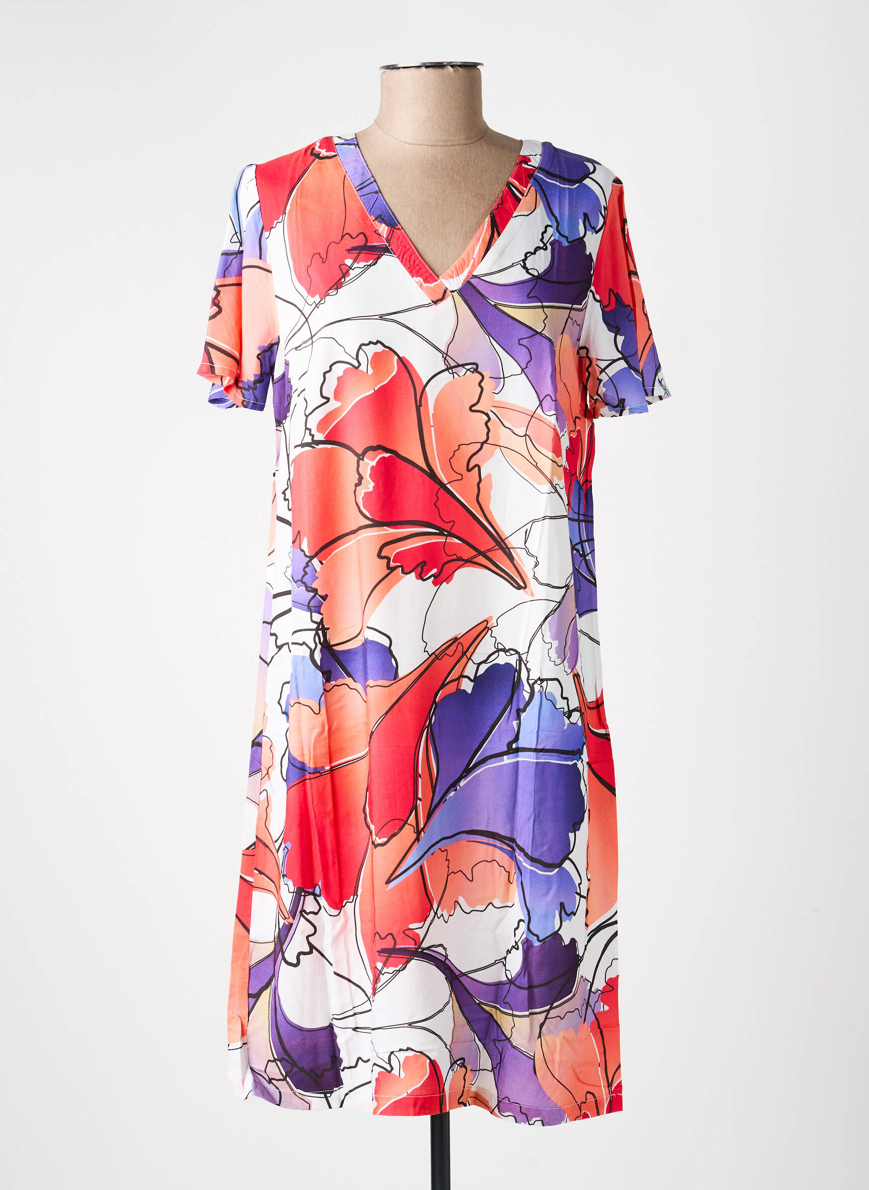 Rochie scurtă croială fluidă mâneci scurte violet LA FIANCÉE femeie