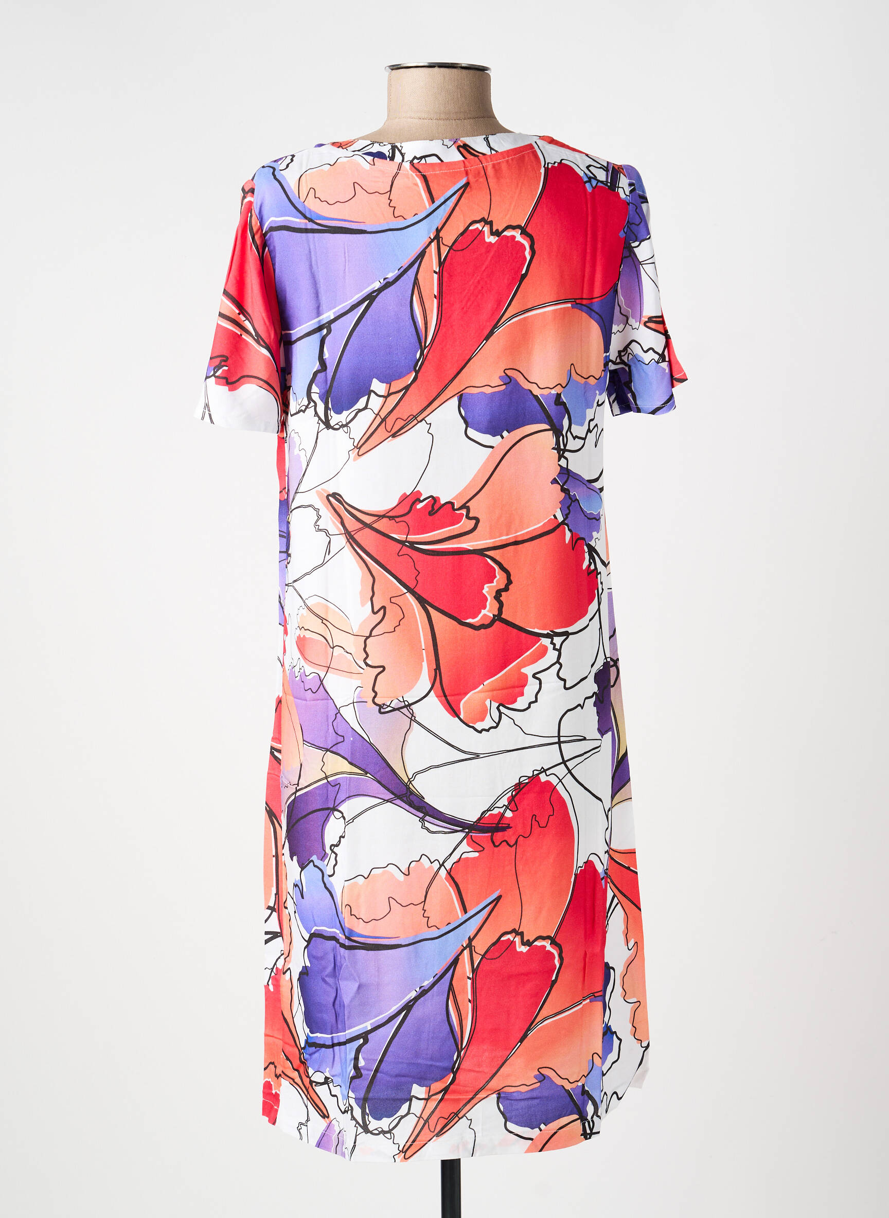 Rochie scurtă croială fluidă mâneci scurte violet LA FIANCÉE femeie