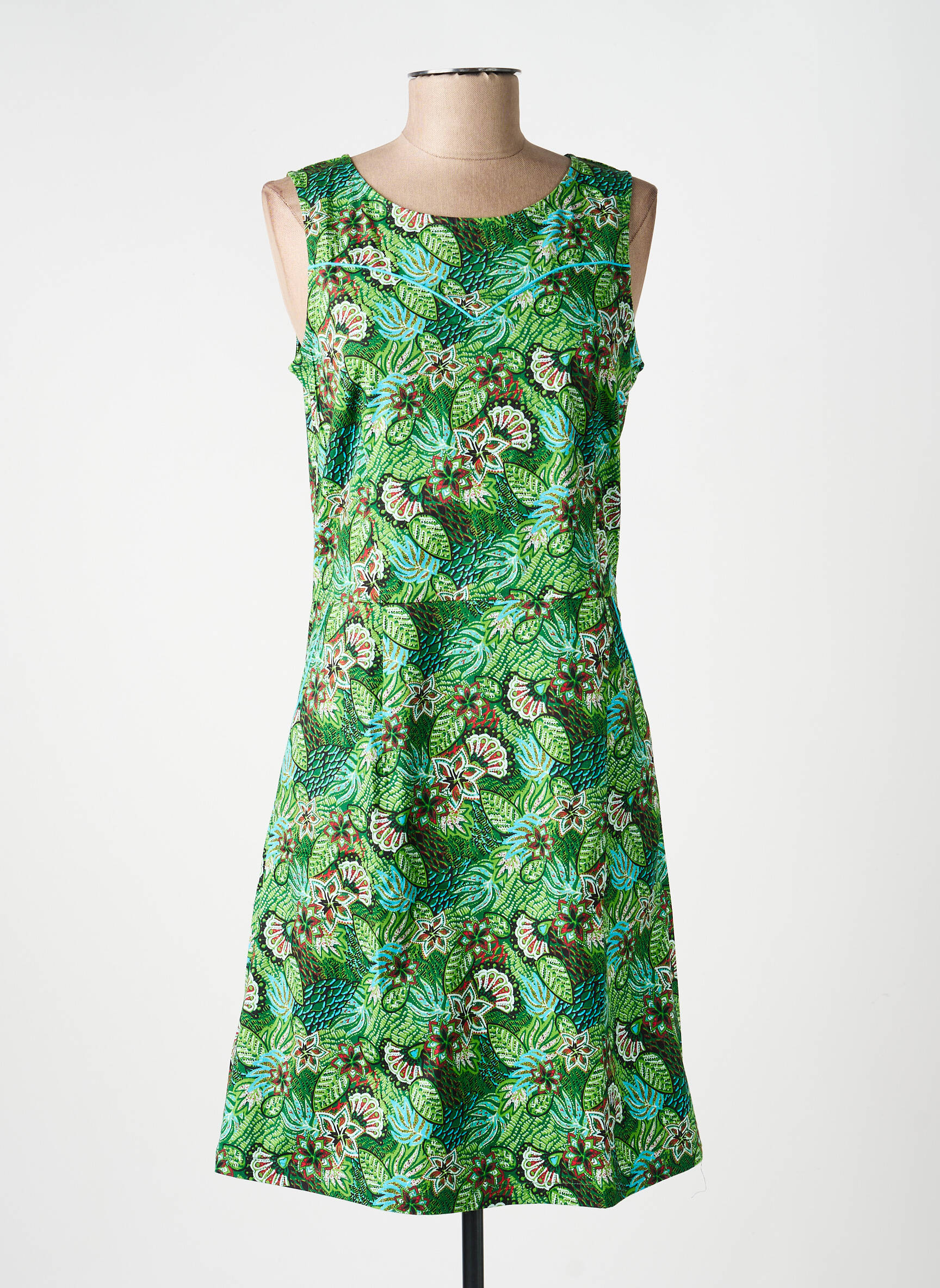 Rochie midi imprimeu fantezie fără mâneci verde LA FIANCÉE femeie