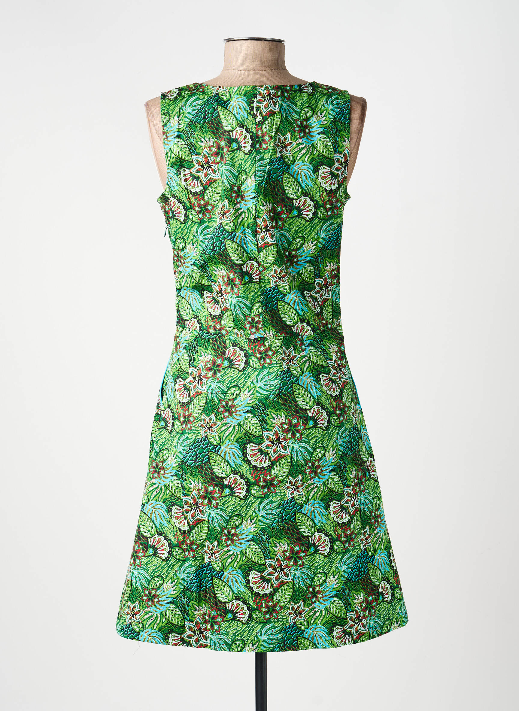 Rochie midi imprimeu fantezie fără mâneci verde LA FIANCÉE femeie