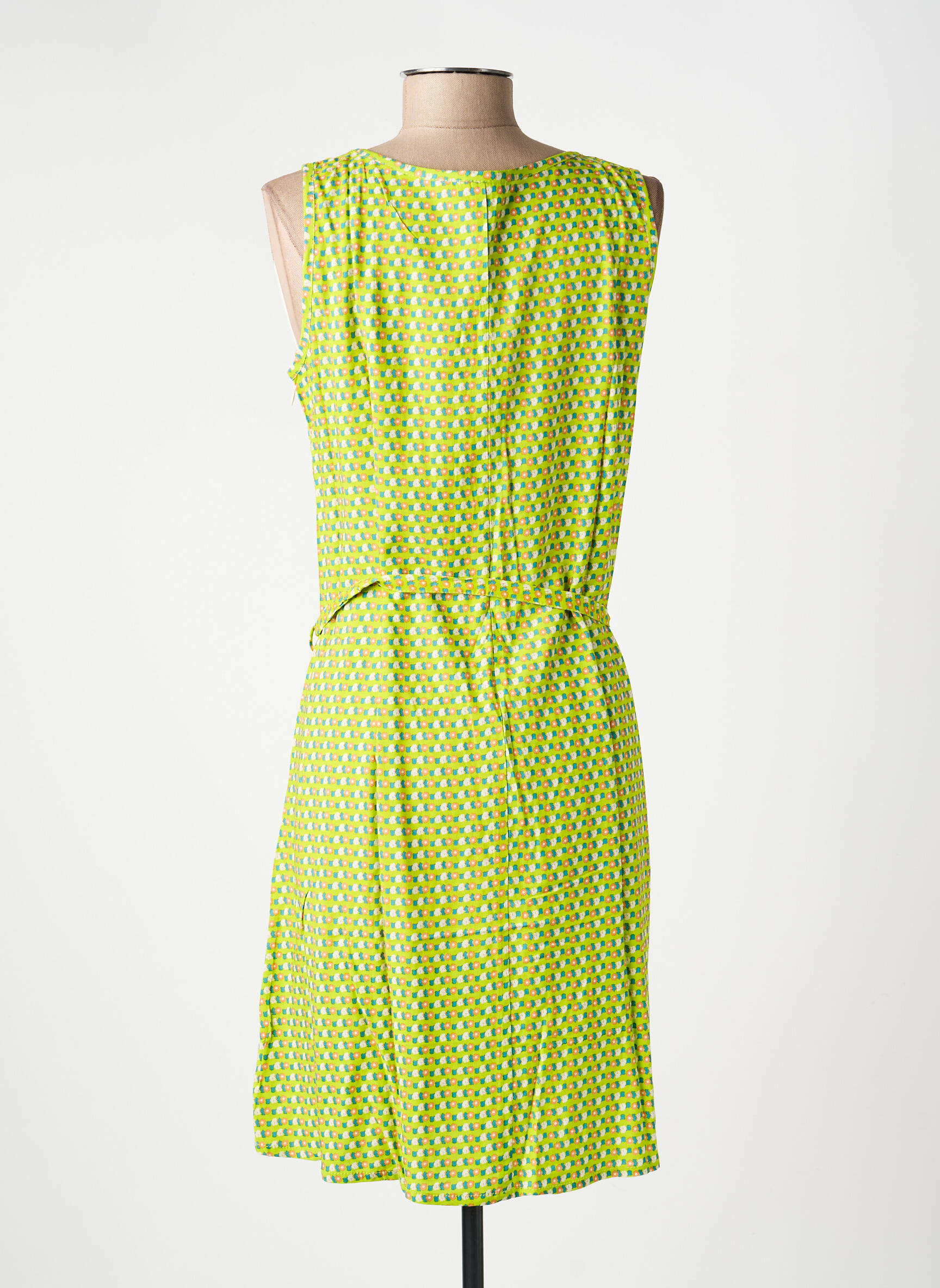 Rochie midi imprimeu fantezie fără mâneci verde PRINCESSE NOMADE femeie