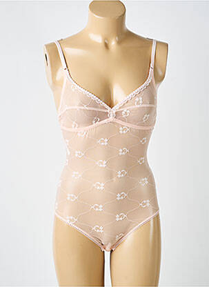 Body de lenjerie efect material satinat roz SIMONE PERELE femeie