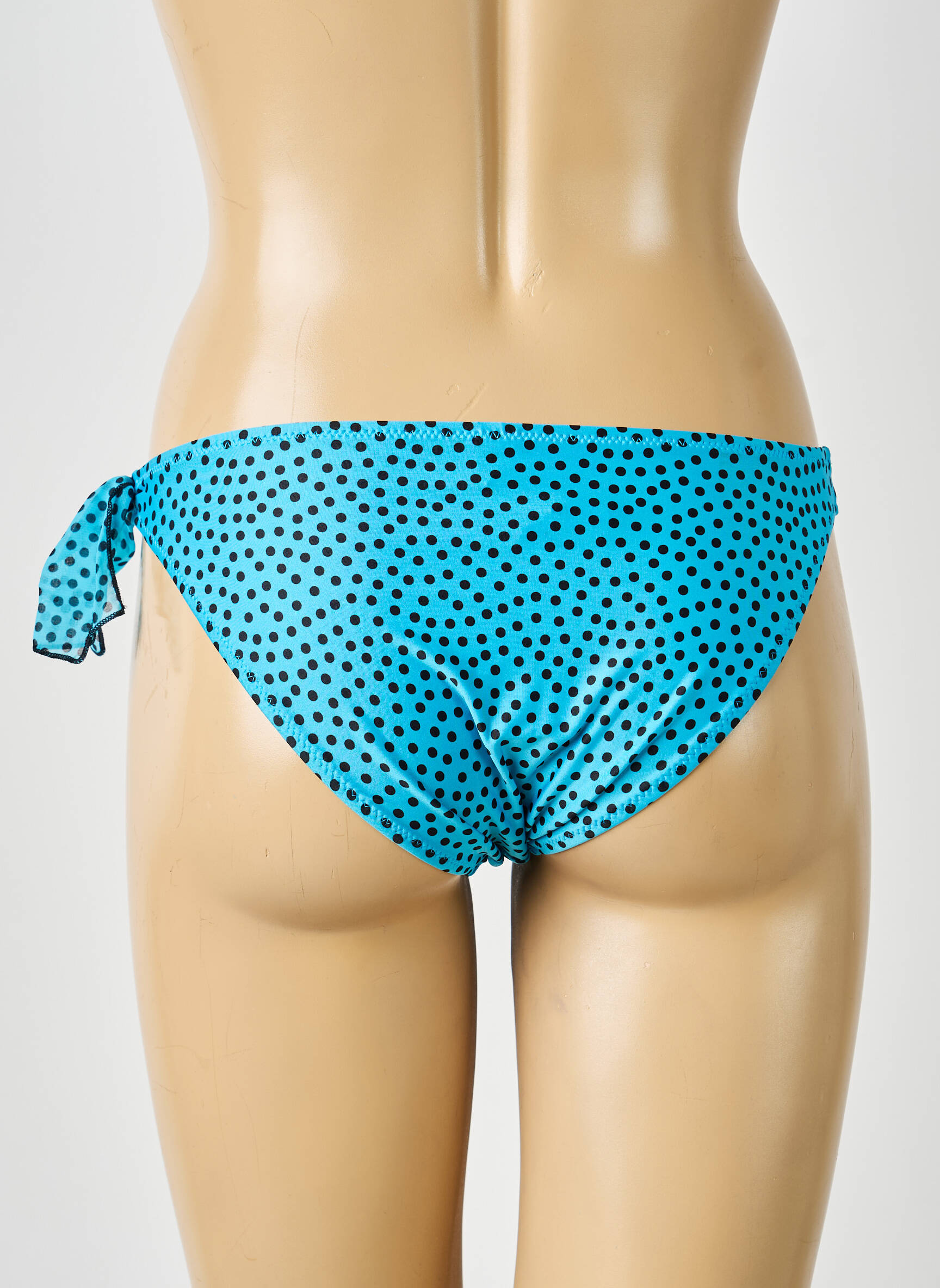 Chiloți de baie efect material satinat bikini albastru ANTIGEL femeie