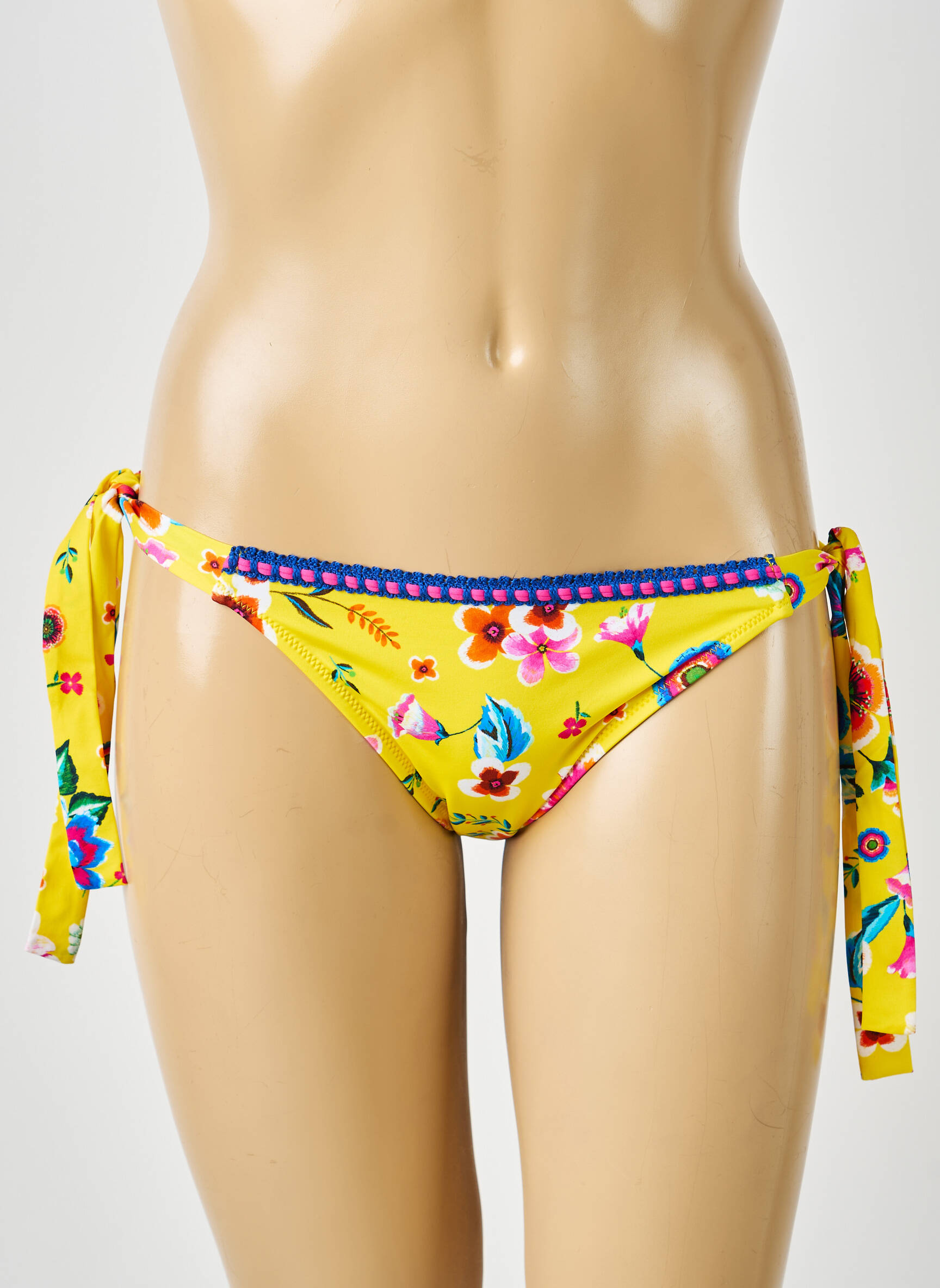 Chiloți de baie imprimeu floral bikini galben ANTIGEL femeie