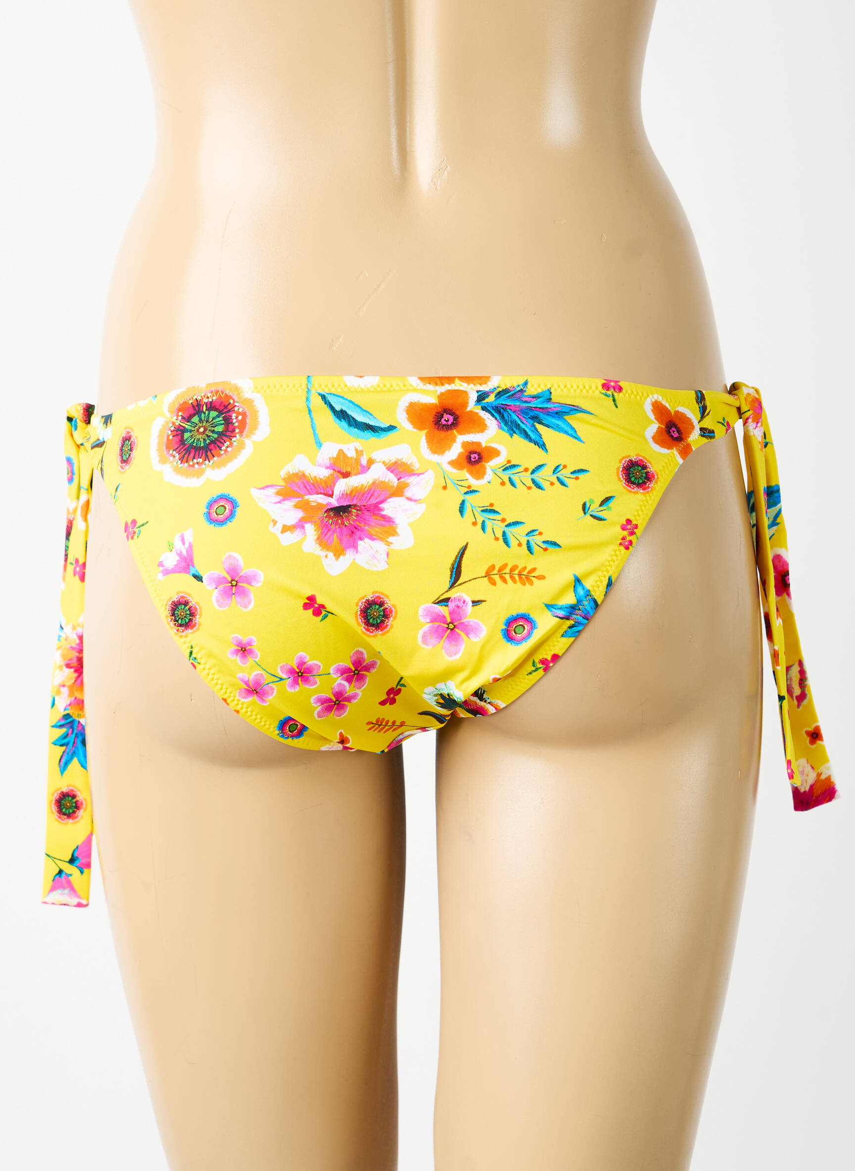 Chiloți de baie imprimeu floral bikini galben ANTIGEL femeie