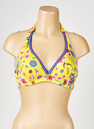 Sutien de costum de baie elasticitate sutien cupe întregi cu decolteu înalt galben ANTIGEL femeie
