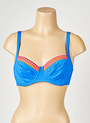 Sutien de costum de baie elasticitate sutien cupe întregi cu decolteu înalt albastru ANTIGEL femeie