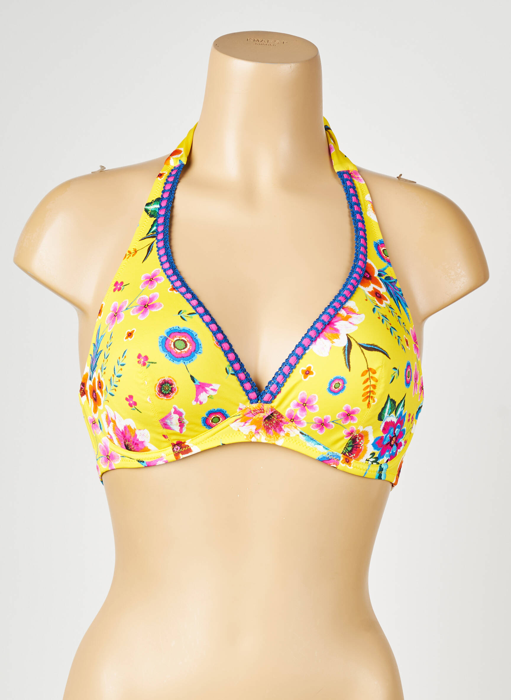 Sutien de costum de baie elasticitate sutien cupe întregi cu decolteu înalt galben ANTIGEL femeie