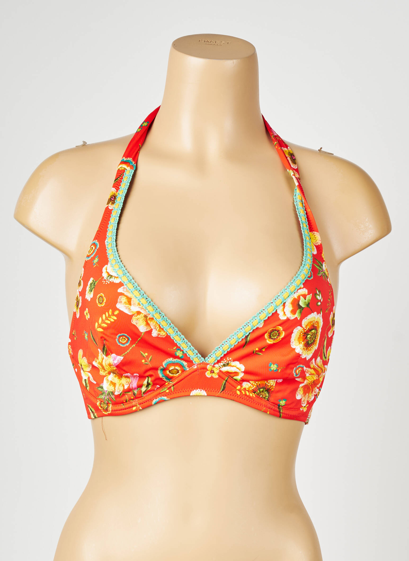 Sutien de costum de baie elasticitate sutien cupe întregi cu decolteu înalt portocalie ANTIGEL femeie