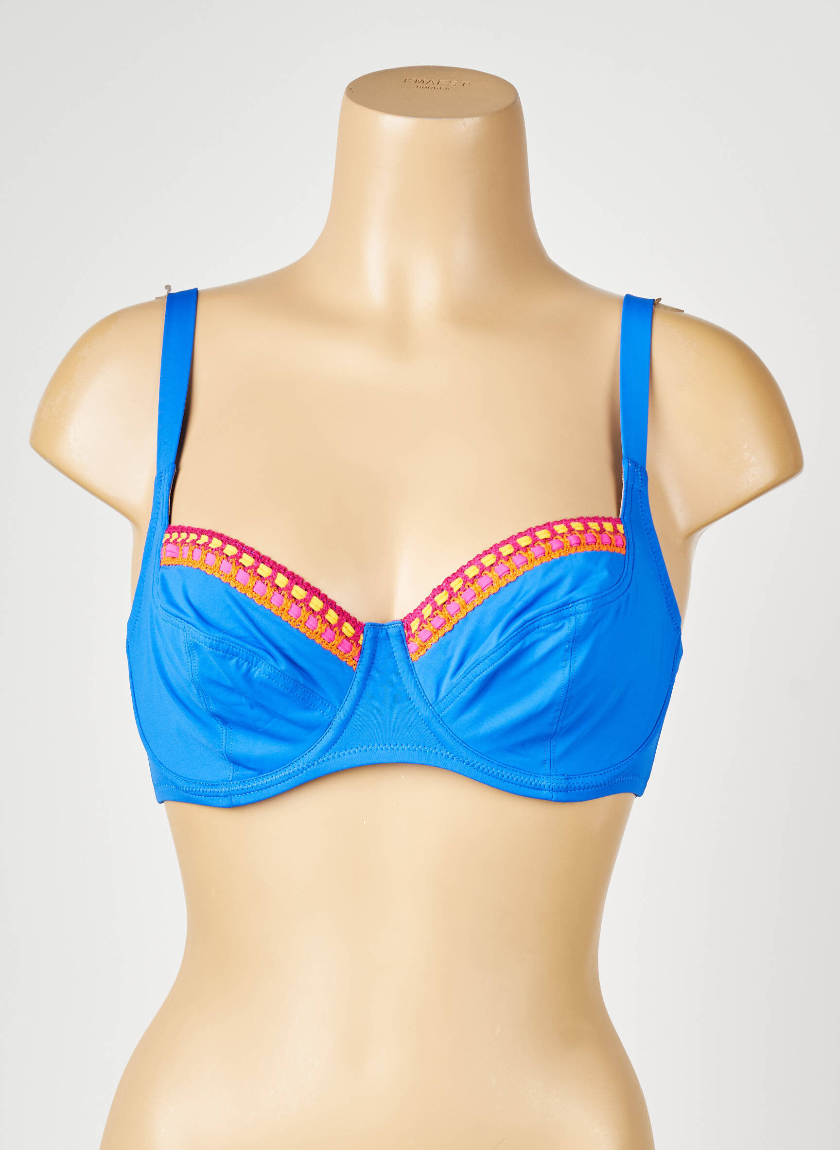 Sutien de costum de baie elasticitate sutien cupe întregi cu decolteu înalt albastru ANTIGEL femeie
