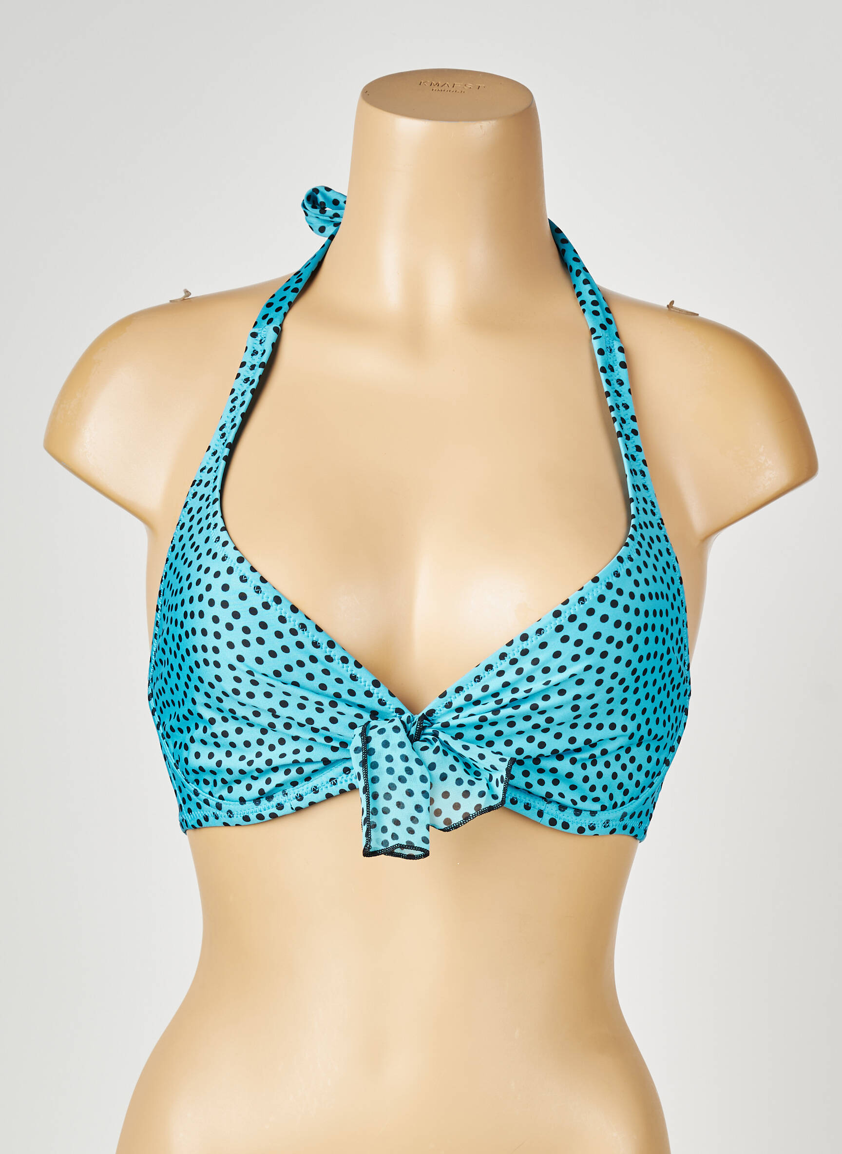 Sutien de costum de baie elasticitate sutien cupe întregi cu decolteu înalt albastru ANTIGEL femeie