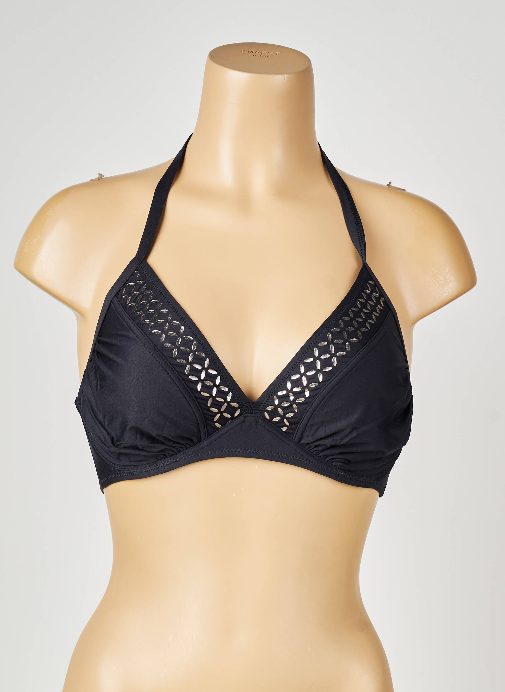 Sutien de costum de baie elasticitate top triunghiuri negru ANTIGEL femeie