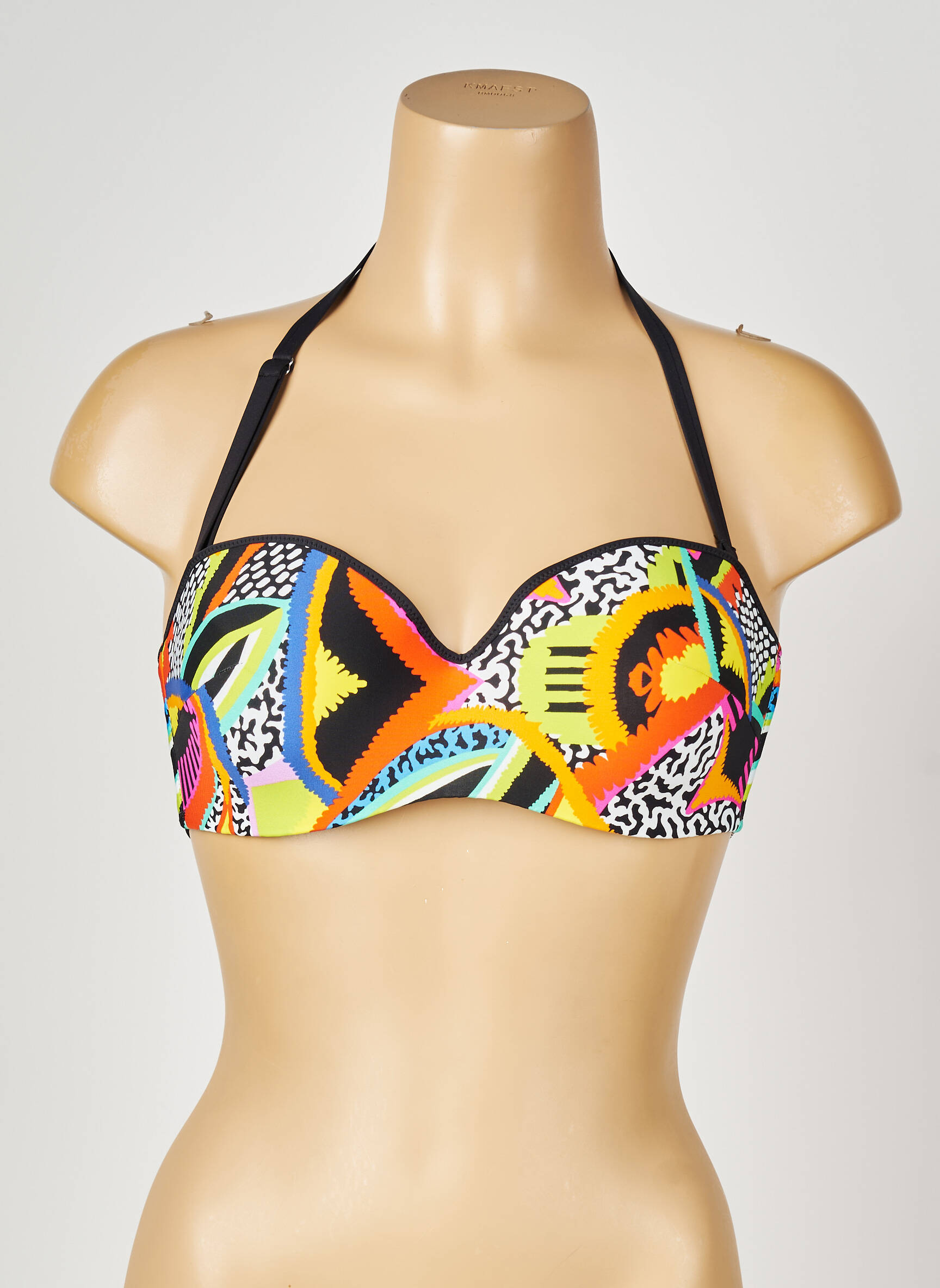 Sutien de costum de baie bretele elastice detașabile top sutien modelat negru ANTIGEL femeie