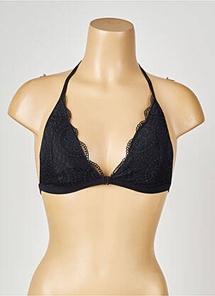 Sutien efect material satinat top triunghiuri negru VALEGE femeie
