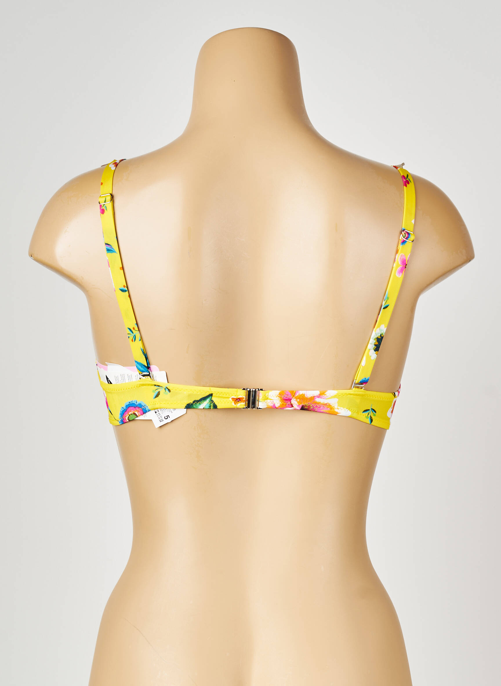 Sutien de costum de baie bretele elastice reglabile sutien balconet cu decolteu înalt galben ANTIGEL femeie