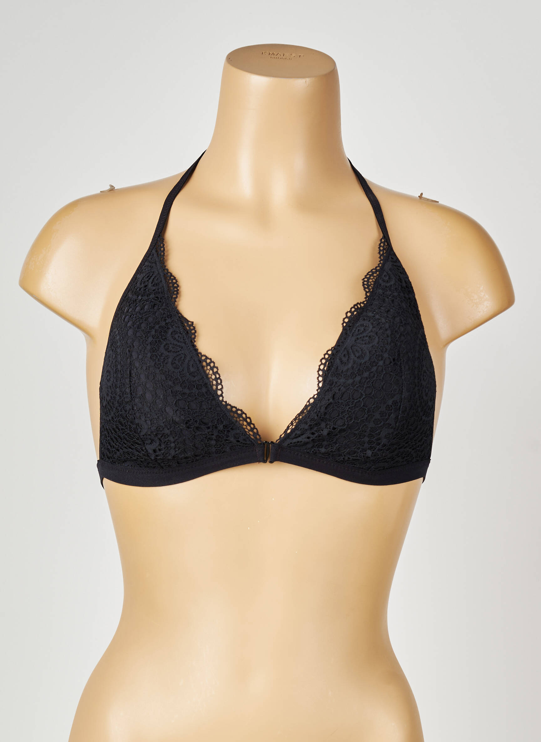 Sutien efect material satinat top triunghiuri negru VALEGE femeie