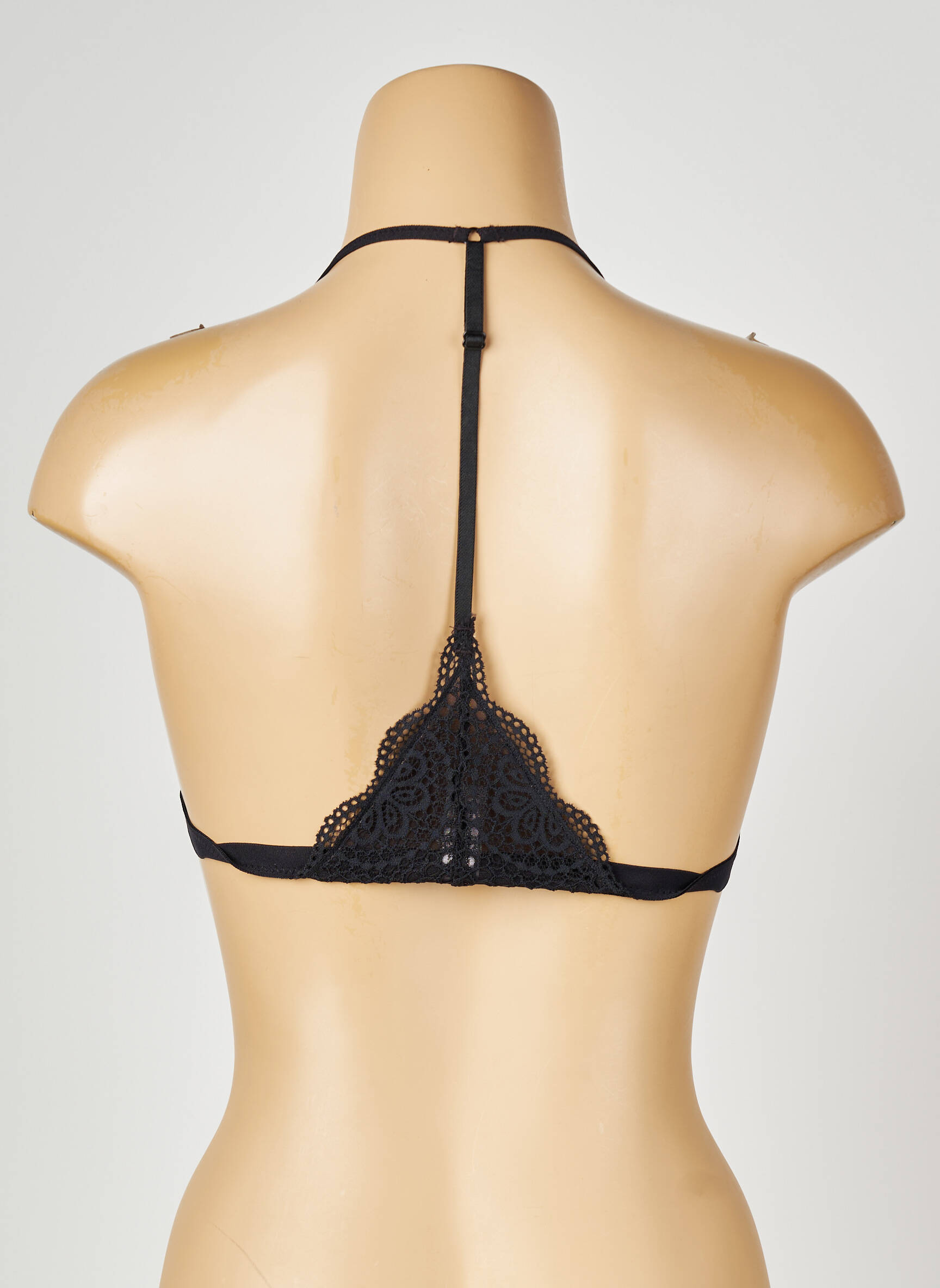 Sutien efect material satinat top triunghiuri negru VALEGE femeie