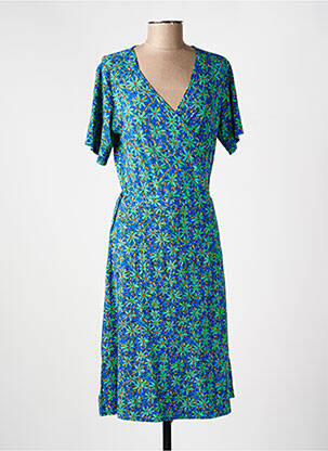 Rochie midi imprimeu fantezie mâneci scurte albastru PRINCESSE NOMADE femeie