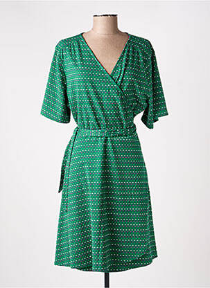 Rochie midi imprimeu fantezie mâneci scurte verde LA FIANCÉE femeie