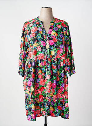 Rochie midi imprimeu floral mâneci 3/4 negru LA FIANCÉE femeie