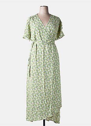 Rochie midi imprimeu fantezie mâneci scurte verde LA FIANCÉE femeie