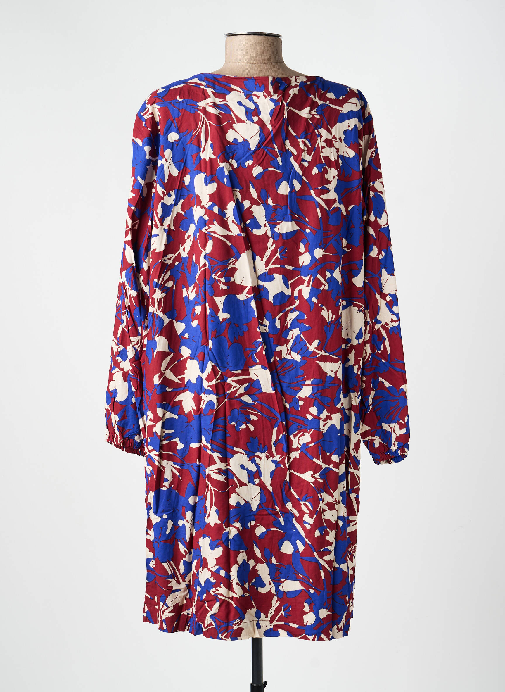 Rochie midi imprimeu fantezie mâneci lungi albastru PRINCESSE NOMADE femeie