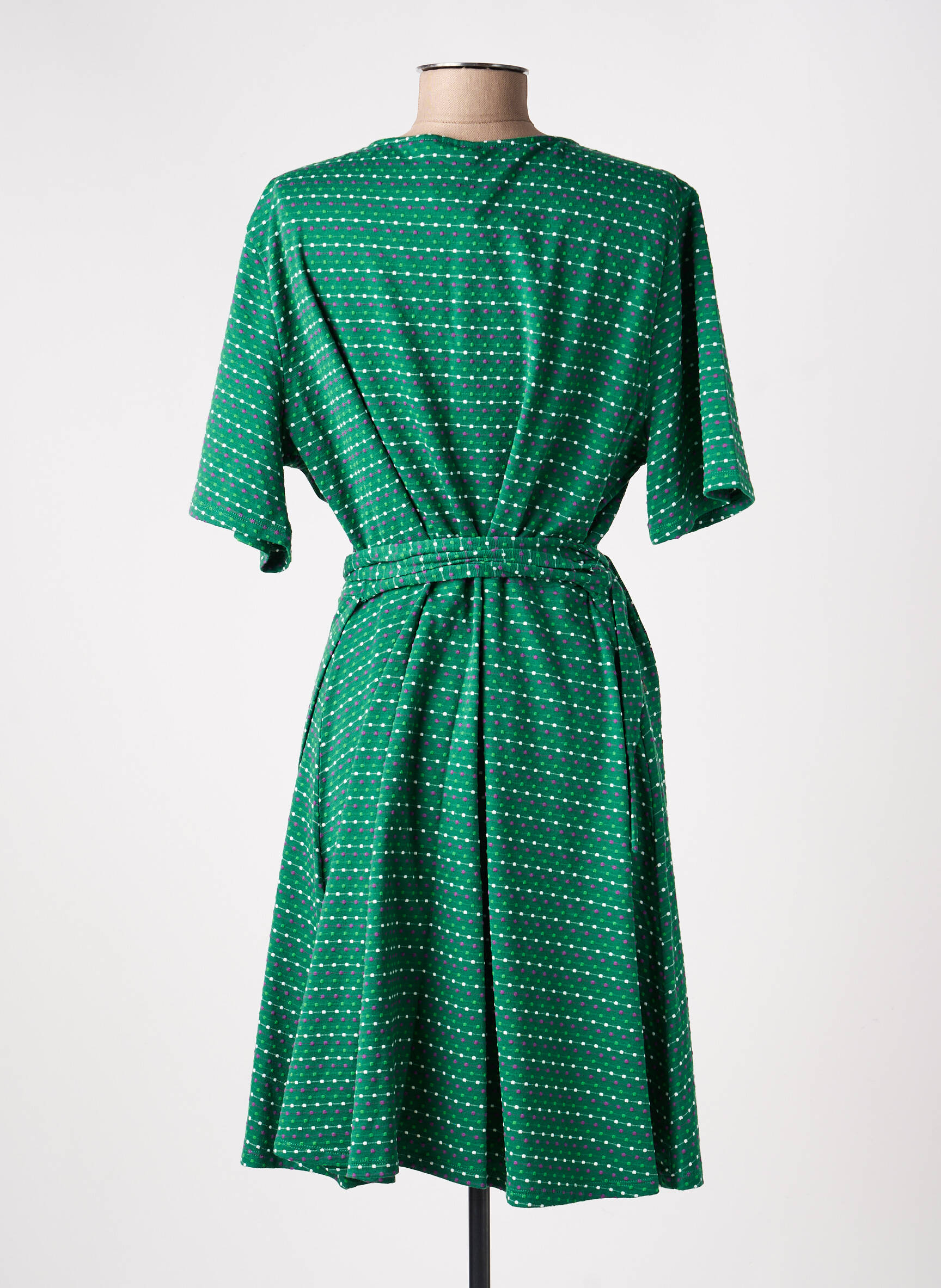 Rochie midi imprimeu fantezie mâneci scurte verde LA FIANCÉE femeie